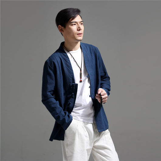 Camisa Casual Estilo Chino Retro - Algodón y Lino para Hombre - Image 6