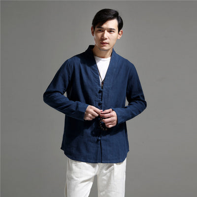 Camisa Casual Estilo Chino Retro - Algodón y Lino para Hombre - Image 5