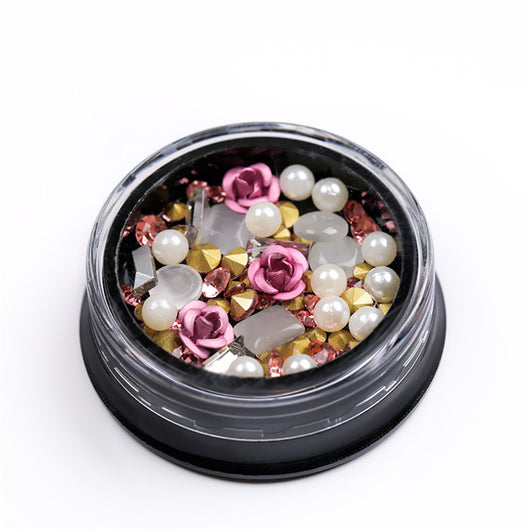 Joyas de Uñas con Flores Metálicas, Efecto Ojo de Gato y Cristales Brillantes - Image 3