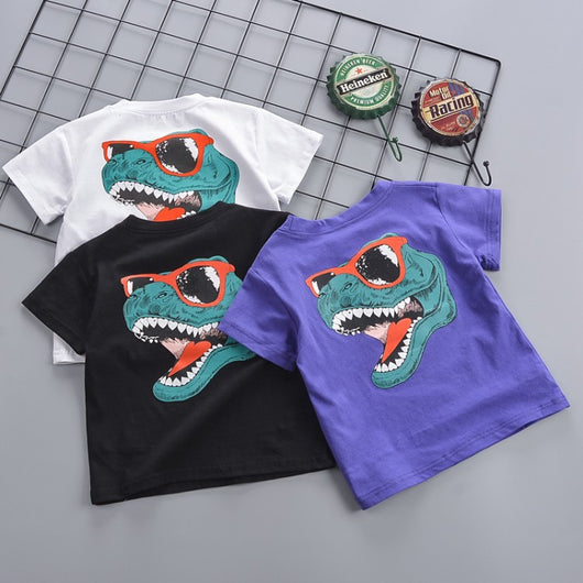 Camiseta Cuello Redondo con Estampado de Caricatura en la Espalda