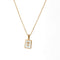 Colar de Aço Titânio com Pingente Quadrado Dourado e Letra Inglesa Branco T