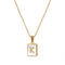 Colar Pingente Letra Quadrada Titanium Aço Dourado Branco K