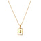Pingente Quadrado com Letras em Inglês de Aço Titânio Quadrado Dourado Branco J