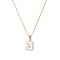 Pingente de Letra Quadrado Inglês em Aço Titânio Quadrado Dourado Branco L