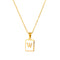 Colar de Aço Titânio com Pingente Quadrado Letra Inglesa Dourado Branco W
