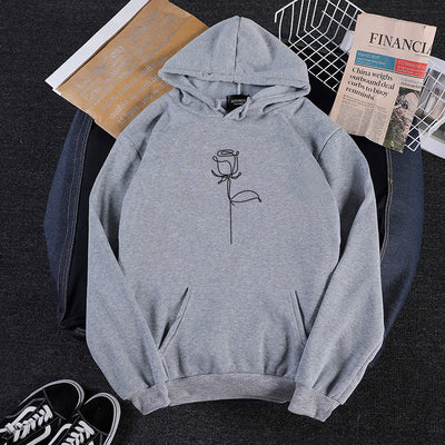 Sudadera con Capucha Holgada para Parejas con Estampado de Rosas Graffiti - Image 5