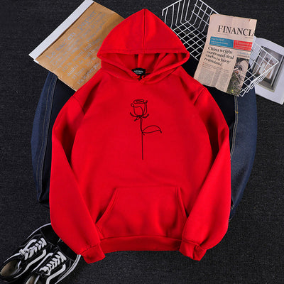 Sudadera con Capucha Holgada para Parejas con Estampado de Rosas Graffiti - Image 4