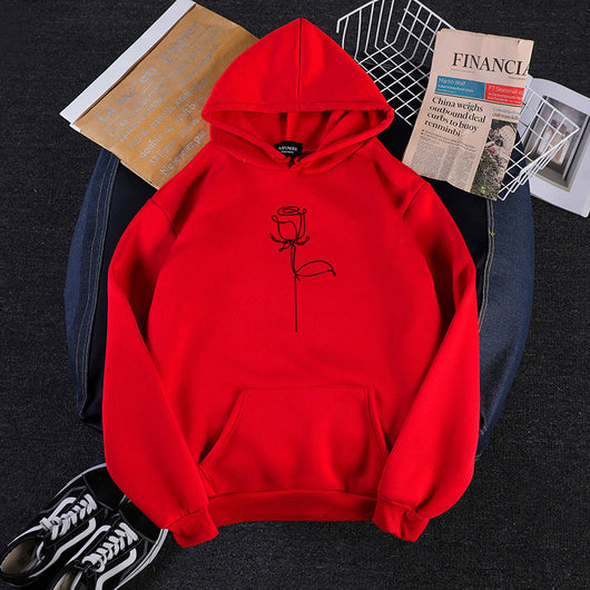 Sudadera con Capucha Holgada para Parejas con Estampado de Rosas Graffiti - Image 4