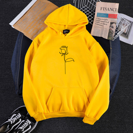 Sudadera con Capucha Holgada para Parejas con Estampado de Rosas Graffiti - Image 3
