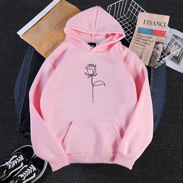 Sudadera con Capucha Holgada para Parejas con Estampado de Rosas Graffiti