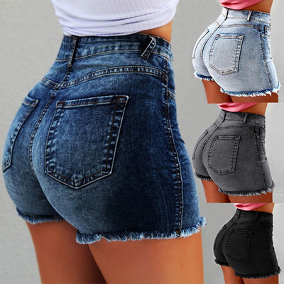 Shorts Denim Cintura Alta con Detalles Rotos para Mujer - Image 6