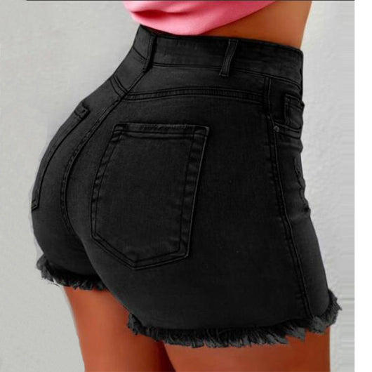 Shorts Denim Cintura Alta con Detalles Rotos para Mujer - Image 5
