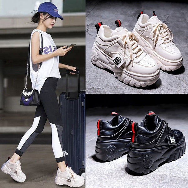 Zapatillas Plataforma Harajuku con Suela Gruesa - Sneakers Elevadores de Altura