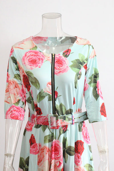 Vestido Plisado Estampado de Manga Midi - Image 15