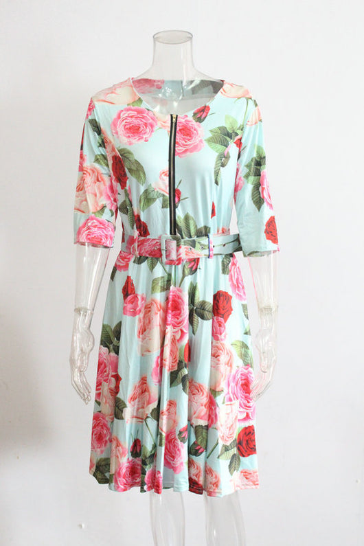 Vestido Plisado Estampado de Manga Midi - Image 14