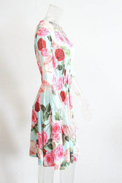 Vestido Plisado Estampado de Manga Midi - Image 5