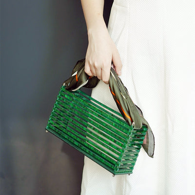 Bolso Cuadrado de Acrílico Tejido - Cartera Retro Vintage para Playa y Eventos - Image 3