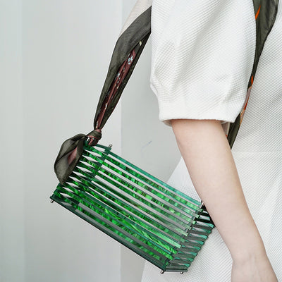 Bolso Cuadrado de Acrílico Tejido - Cartera Retro Vintage para Playa y Eventos - Image 2