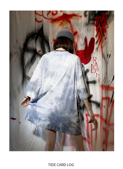 Camiseta Tie-dye Mariposa Unisex Hip-hop Oversize Parejas - Image 18