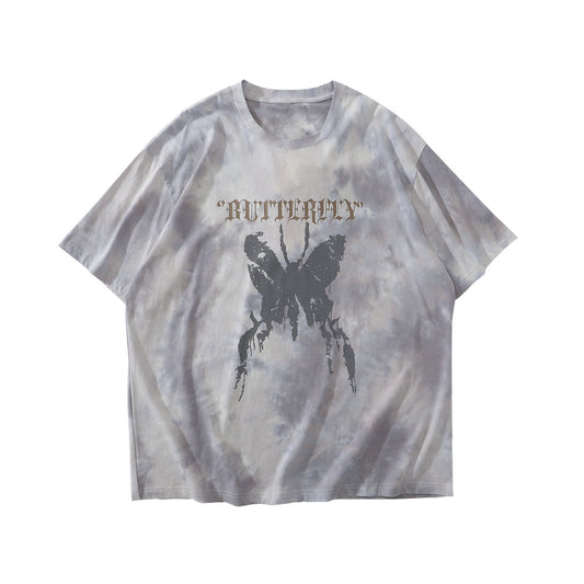 Camiseta Tie-dye Mariposa Unisex Hip-hop Oversize Parejas