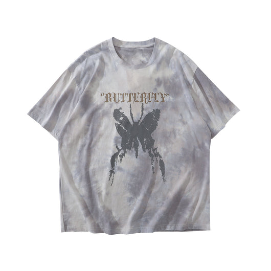 Camiseta Tie-dye Mariposa Unisex Hip-hop Oversize Parejas