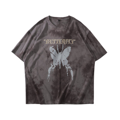 Camiseta Tie-dye Mariposa Unisex Hip-hop Oversize Parejas - Image 2