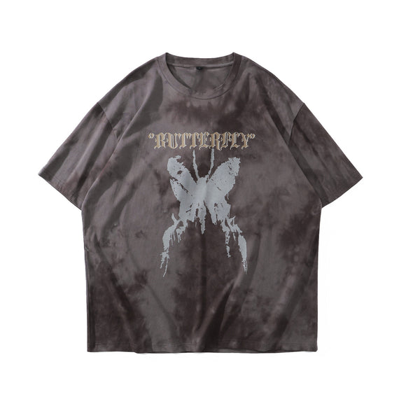 Camiseta Tie-dye Mariposa Unisex Hip-hop Oversize Parejas