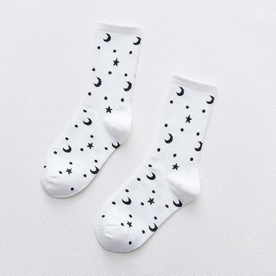 Calcetines Tubo de Algodón para Mujer con Estampado de Estrella y Luna - Image 5