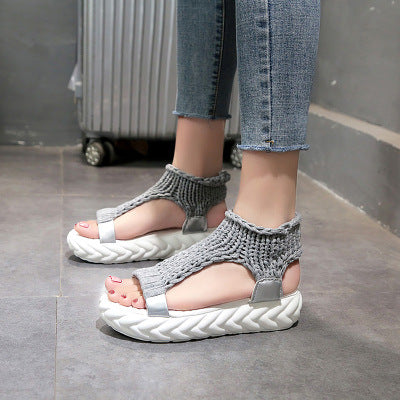 Sandalias de Lana Elevadas para Mujer con Puntera - Edición Coreana de Verano - Image 8