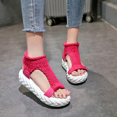 Sandalias de Lana Elevadas para Mujer con Puntera - Edición Coreana de Verano - Image 9