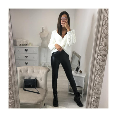 Pantalones de Cuero PU Elástico Ajustados para Mujer - Image 4
