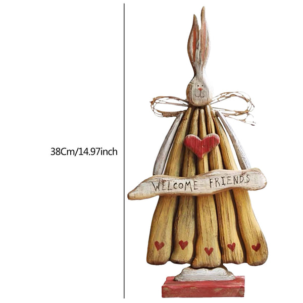 Adornos Decorativos de Conejo Vintage en Madera - Estilo Rústico Americano