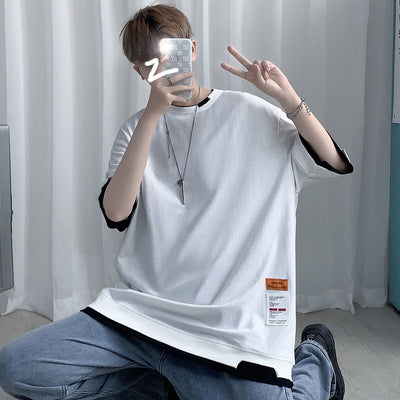 Camiseta Hombre Dos Texturas Manga Corta Suelta Ajuste Cómodo - Image 12