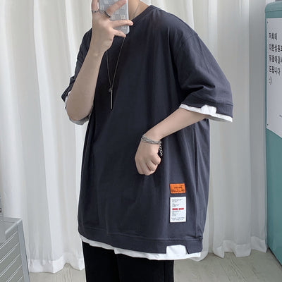 Camiseta Hombre Dos Texturas Manga Corta Suelta Ajuste Cómodo - Image 3