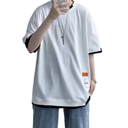 Camiseta Hombre Dos Texturas Manga Corta Suelta Ajuste Cómodo - Image 7