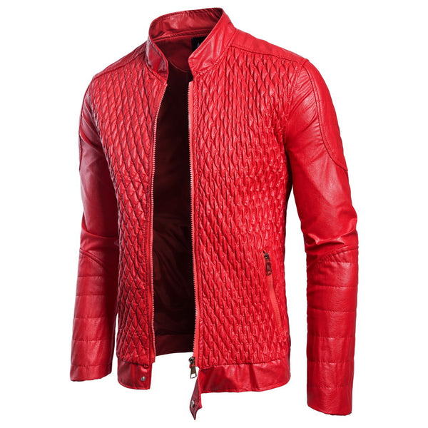 Chaqueta de Cuero con Cierre y Mangas Largas