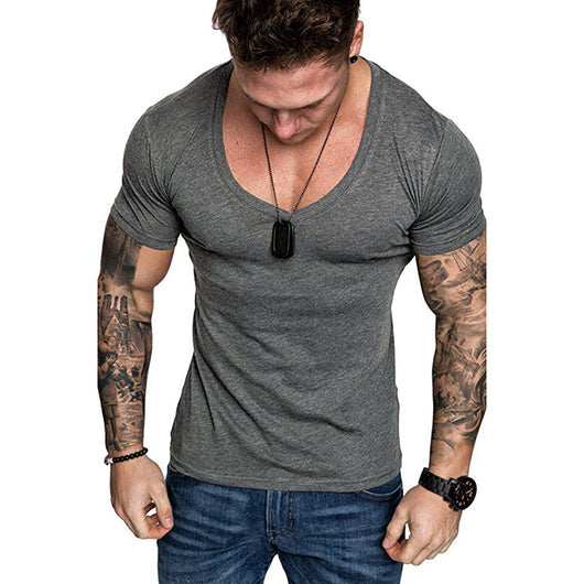 Playera Casual Deportiva Cuello V Talla Grande Hombre Color Sólido - Image 6
