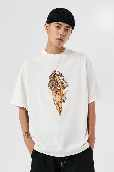 Playera de Pareja con Estampa de Ángel en Blanco y Negro - Image 9