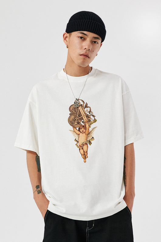 Playera de Pareja con Estampa de Ángel en Blanco y Negro - Image 2