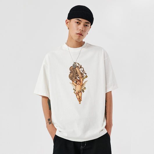 Playera de Pareja con Estampa de Ángel en Blanco y Negro