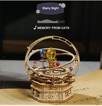 Kit de Construcción 3D La Noche Estrellada - Maqueta de Madera Giratoria con Caja de Música - Image 10
