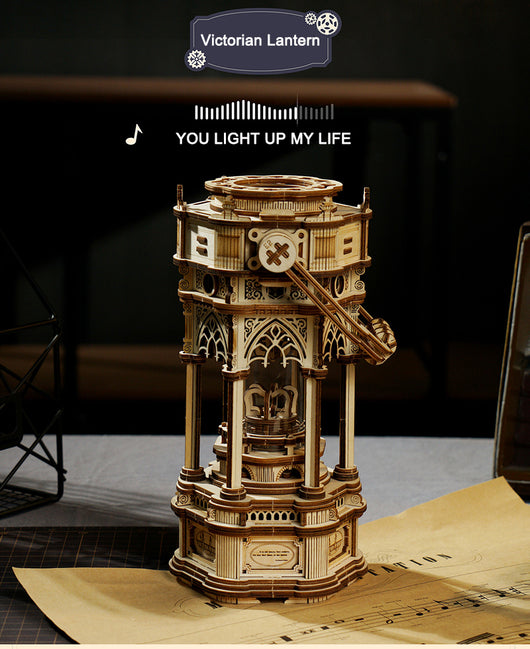 Kit de Construcción 3D La Noche Estrellada - Maqueta de Madera Giratoria con Caja de Música - Image 12