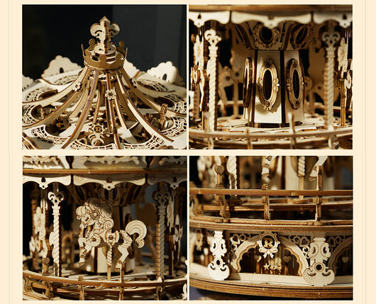 Kit de Construcción 3D La Noche Estrellada - Maqueta de Madera Giratoria con Caja de Música - Image 19