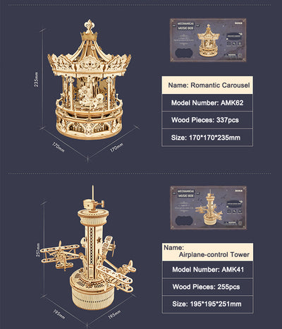 Kit de Construcción 3D La Noche Estrellada - Maqueta de Madera Giratoria con Caja de Música - Image 21