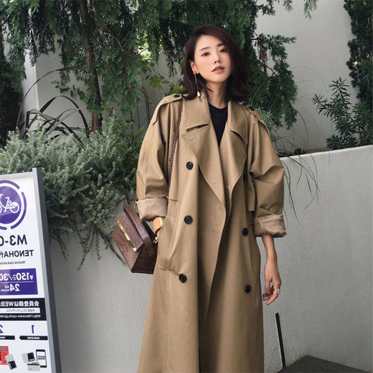 Chaqueta Cortavientos Mujer Largo Medio - Estilo Coreano Casual Otoño