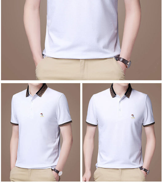 Polo Ejecutivo de Algodón Mercerizado para Hombre - Manga Corta Suelta Verano - Image 8