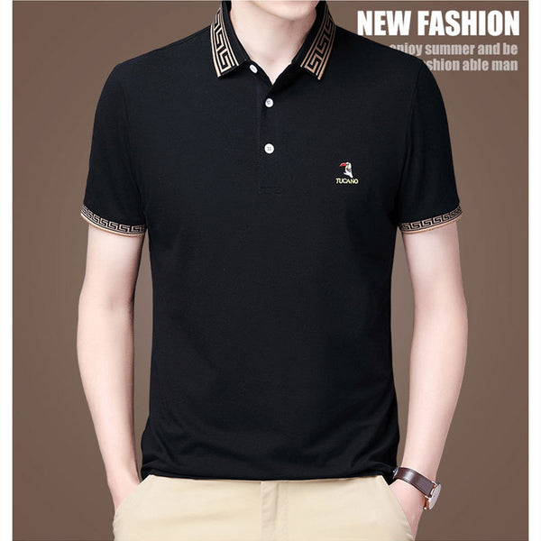 Polo Ejecutivo de Algodón Mercerizado para Hombre - Manga Corta Suelta Verano