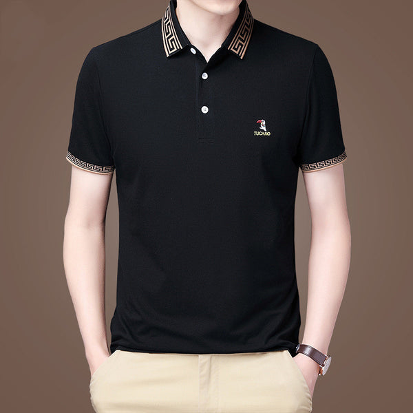 Polo Ejecutivo de Algodón Mercerizado para Hombre - Manga Corta Suelta Verano