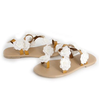 Sandalias Planas de Moda con Flores PU - Tallas Grandes para Mujer - Image 3