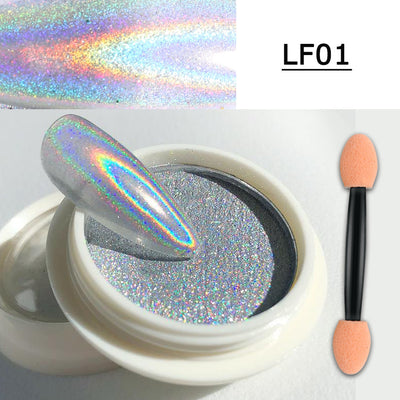 Polvo Espejo Mágico para Manicura - Efecto Aurora Láser con Aplicador